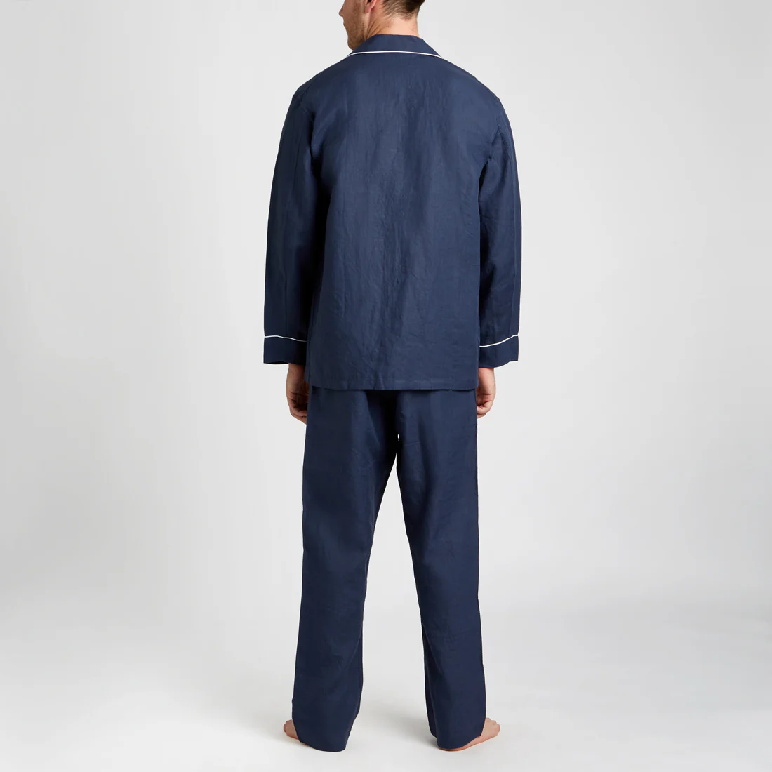 Plain Linen Pyjamas in Navy - Image 3