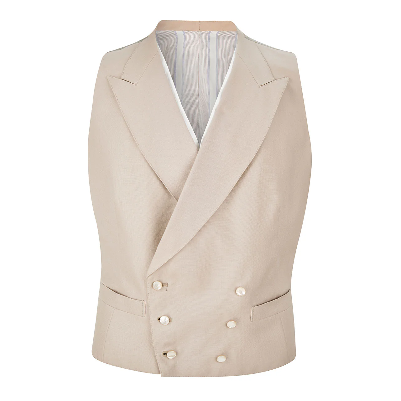 Plain Linen Waistcoat Slips in White - Image 2