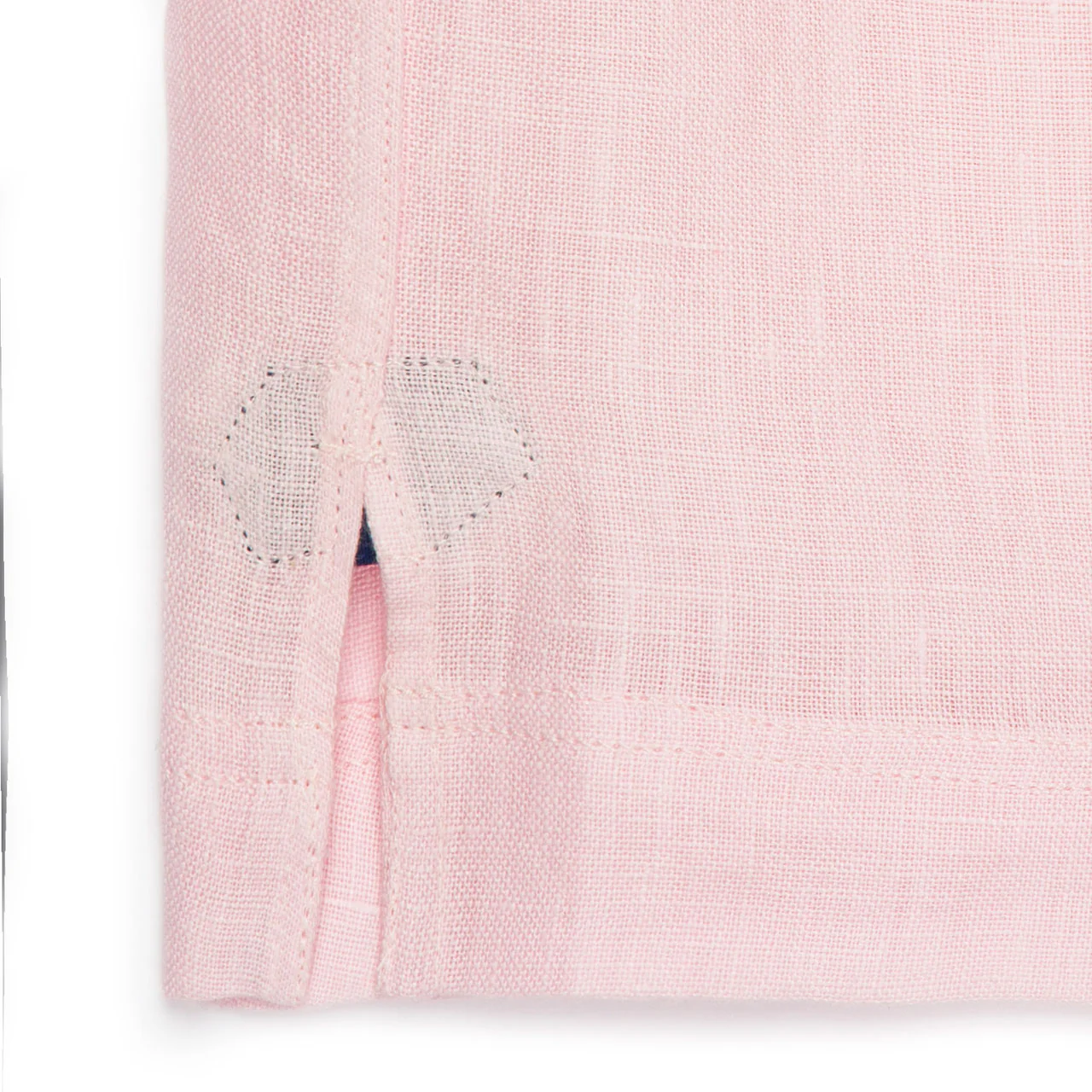 Plain Linen Women's Pyjamas in Pink and Navy - Image 3