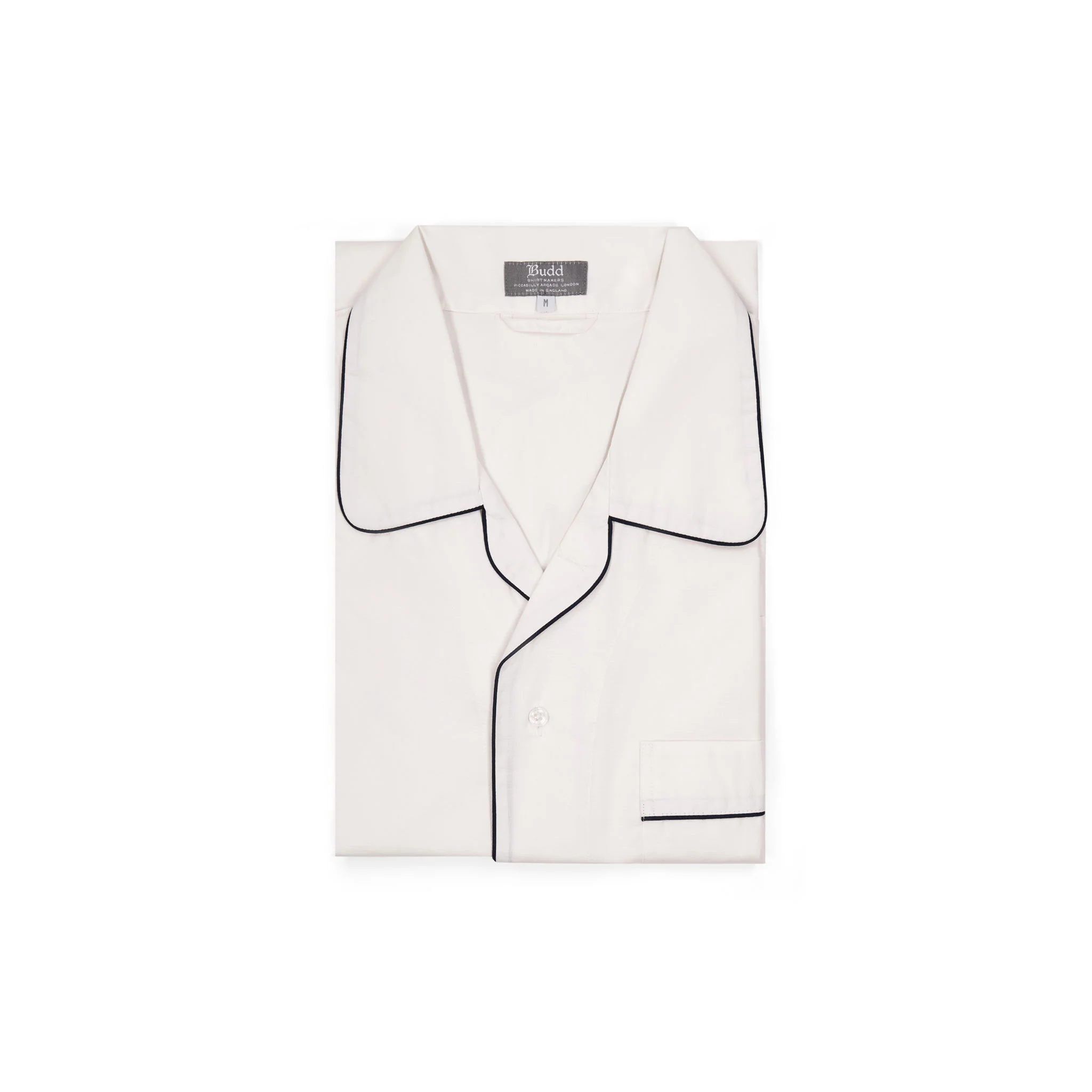 Plain Poplin Nightshirt in Cream and Navy - Image 2