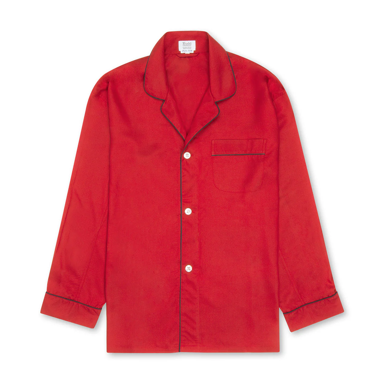 Plain Silk Pyjamas in Red - Image 3