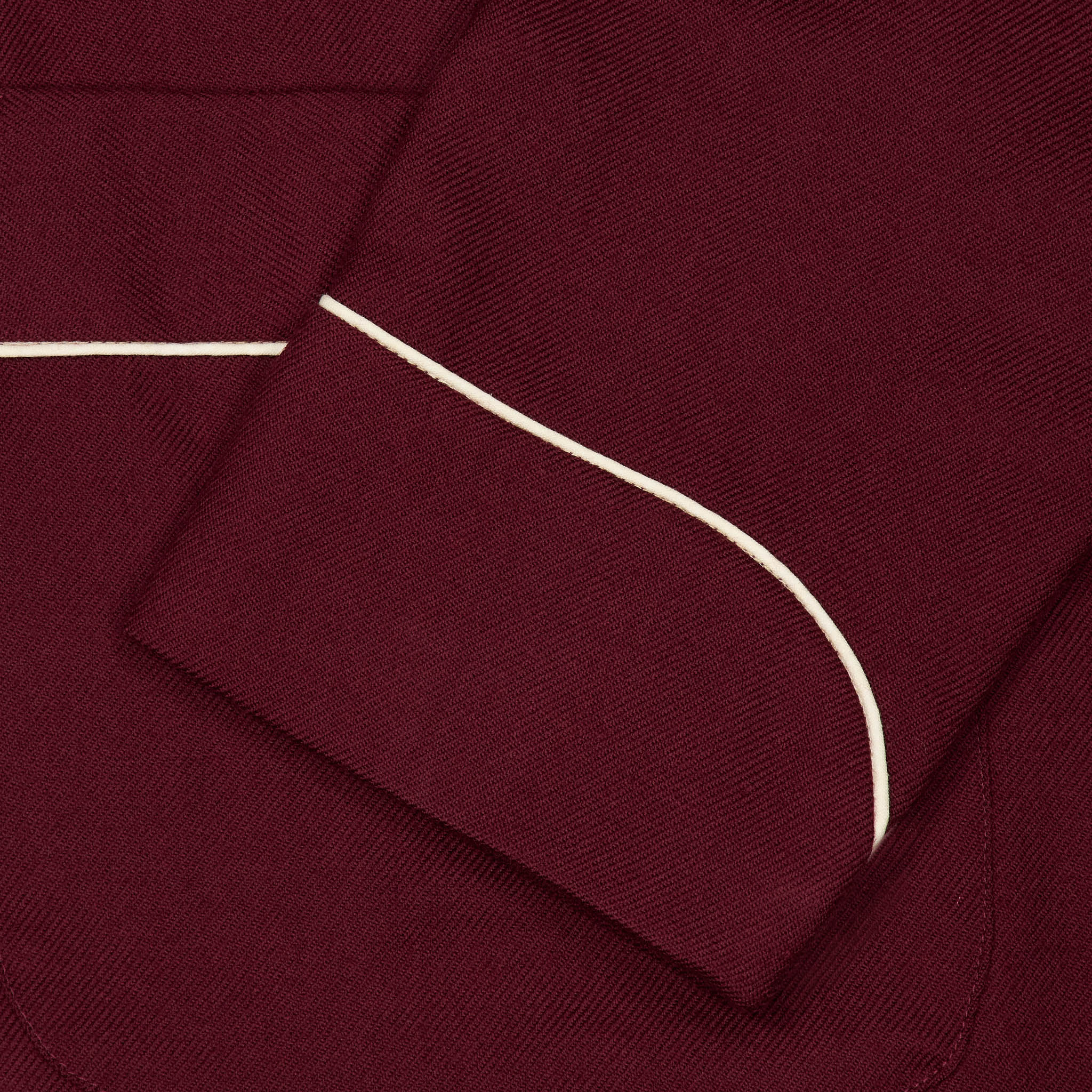 Plain Wool Dressing Gown in Burgundy and Cream - Image 3