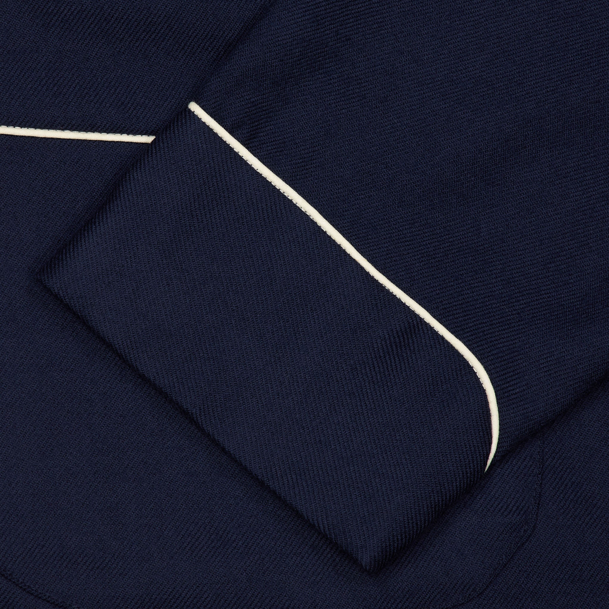 Plain Wool Dressing Gown in Navy and Cream - Image 3