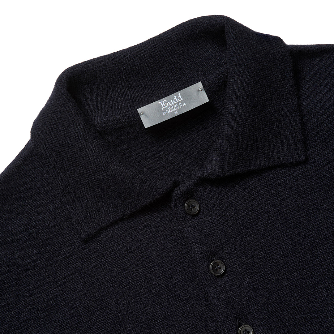 Merino Wool Sports Shirt in Dark Navy - Image 2