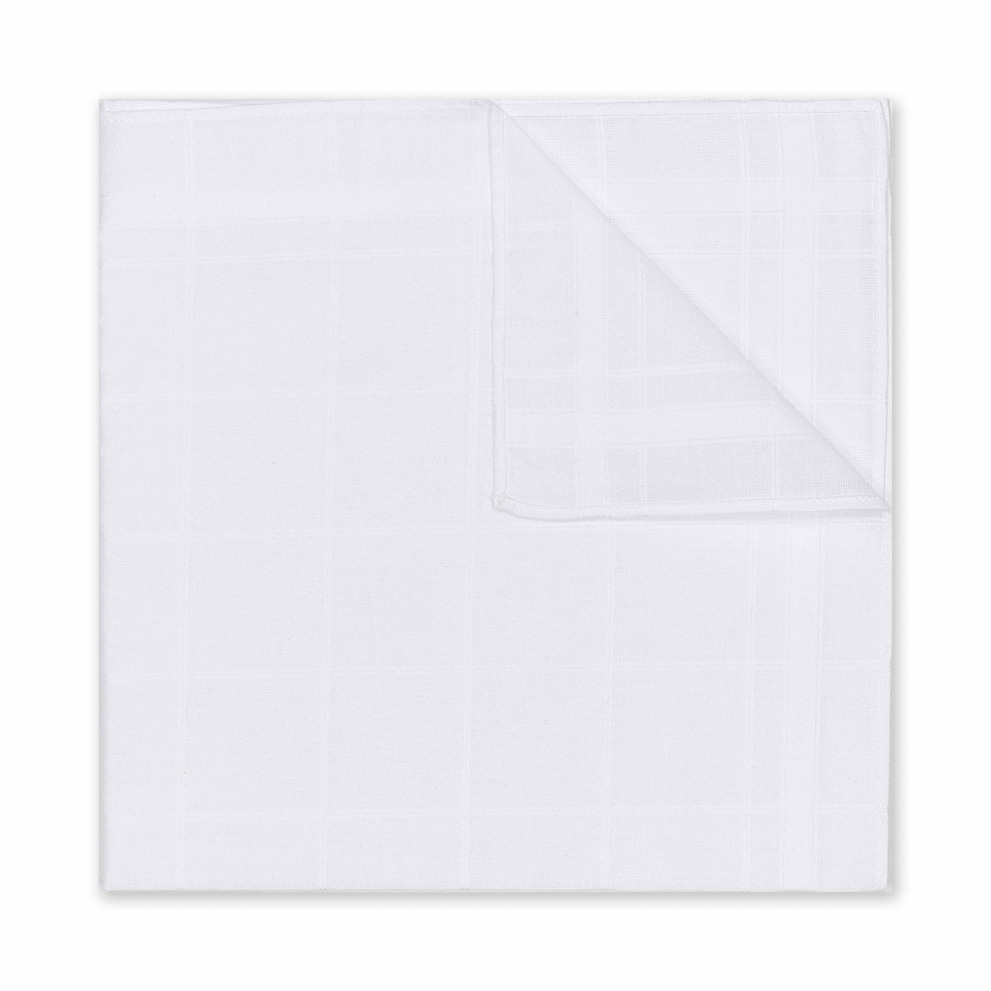 Satin Border Check Cotton Handkerchief in White