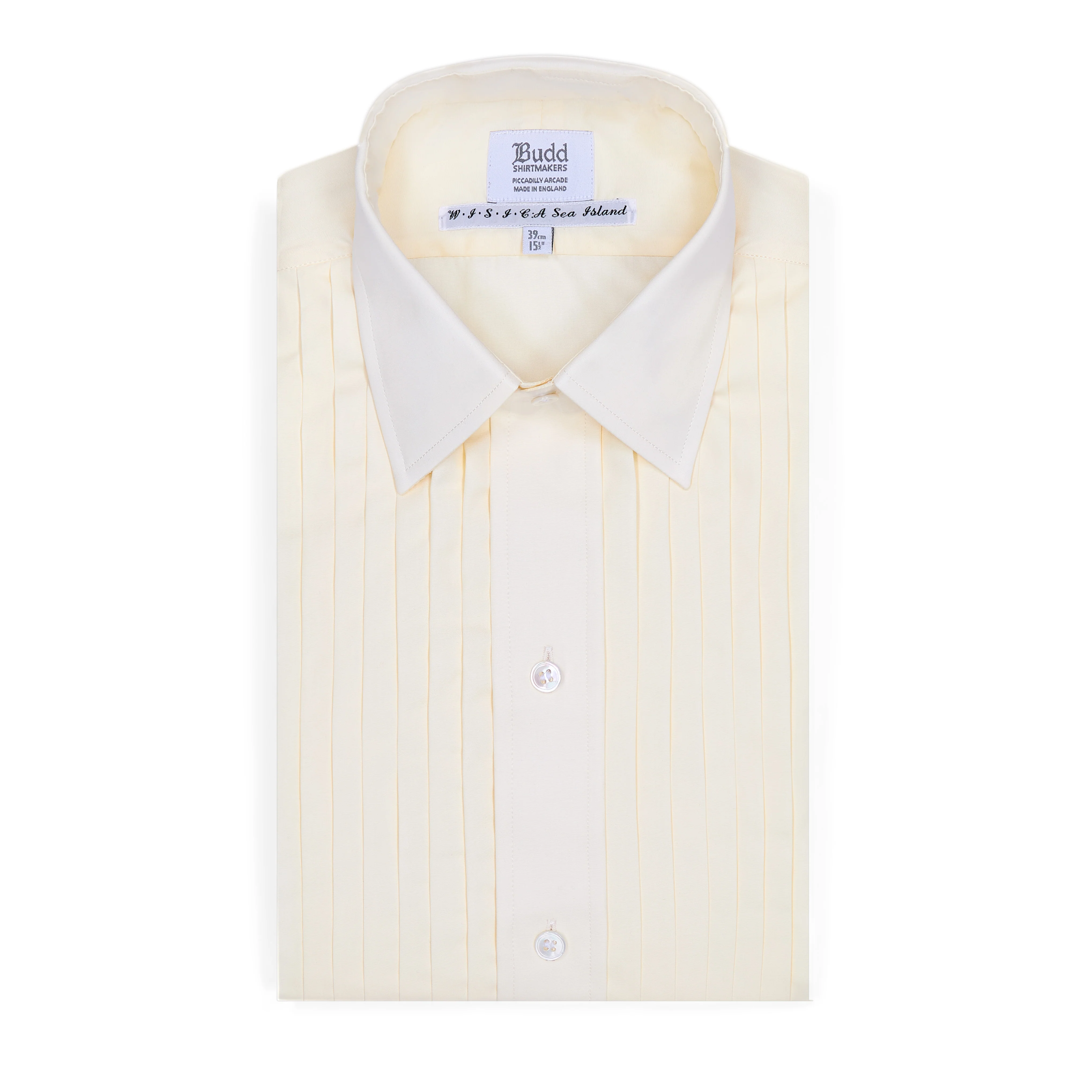 Sea Island Cotton Classic Fit Hand Pleated Dress Shirt in Cream