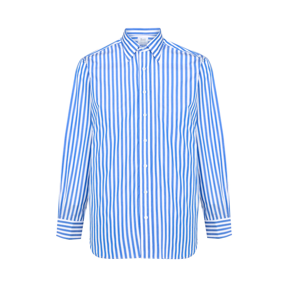 Sea Island Quality Candy Stripe Classic Fit Button Cuff Shirt in Royal Blue - Image 4