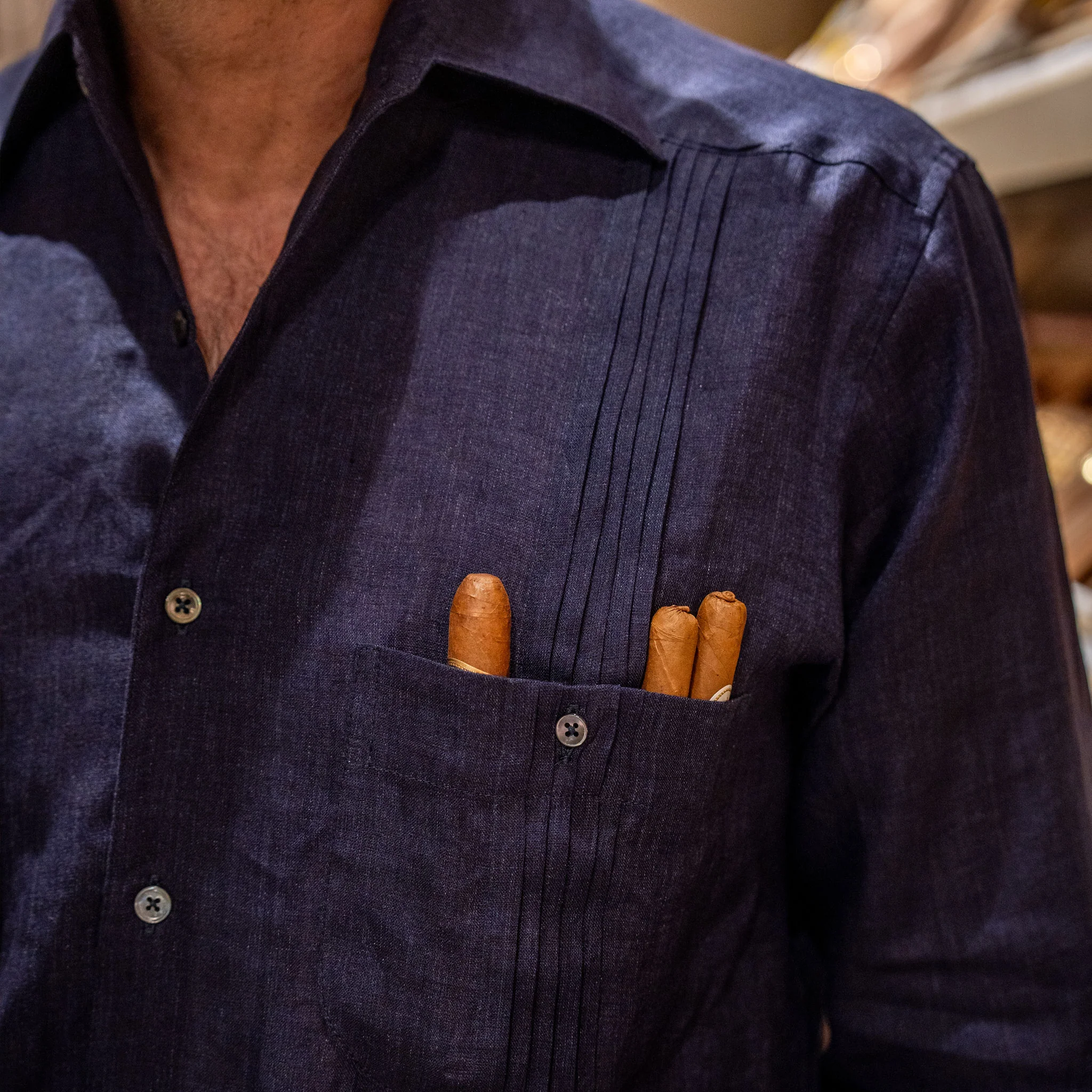 Signature Guayabera Shirt in Navy - Image 7