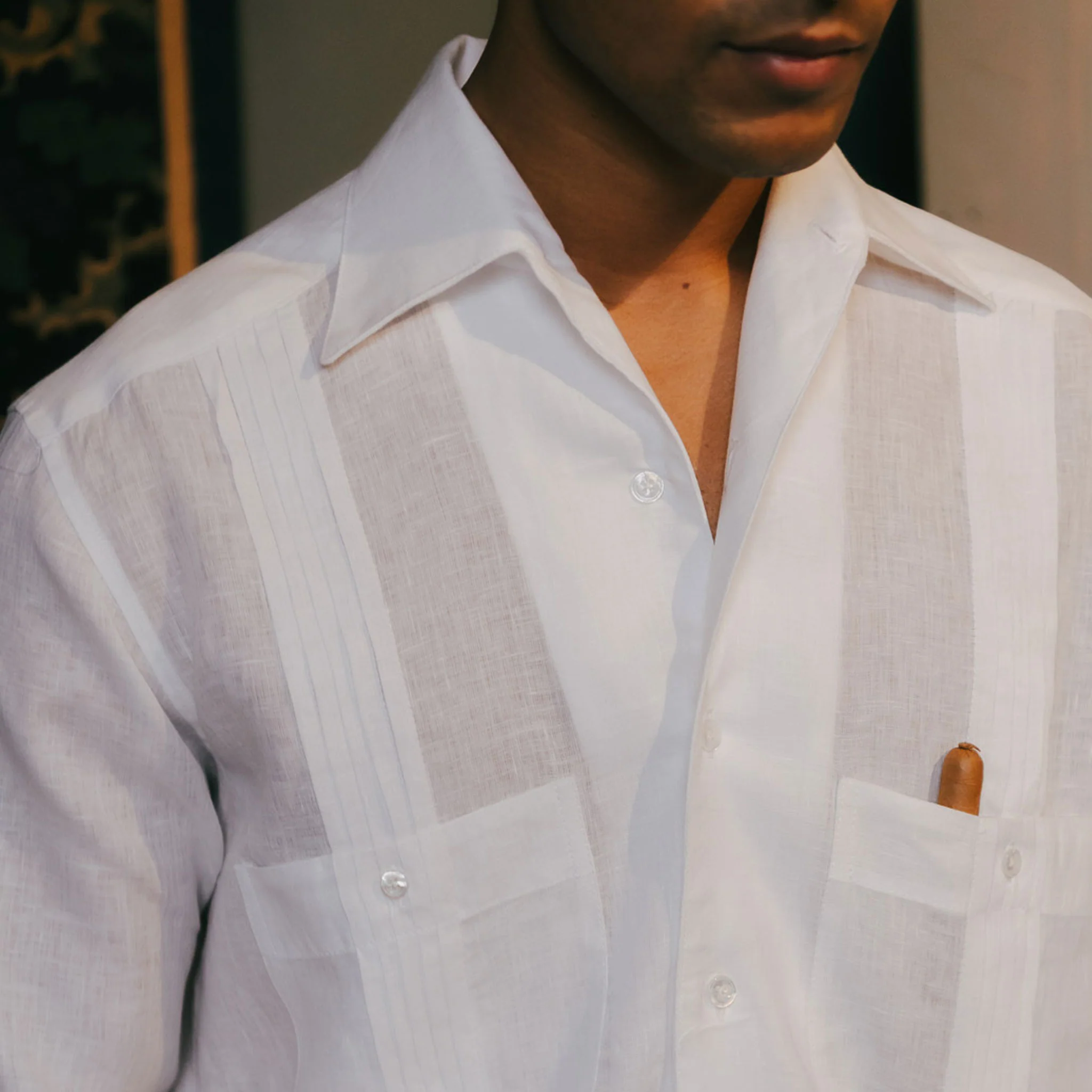 Signature Guayabera Shirt in White - Image 8