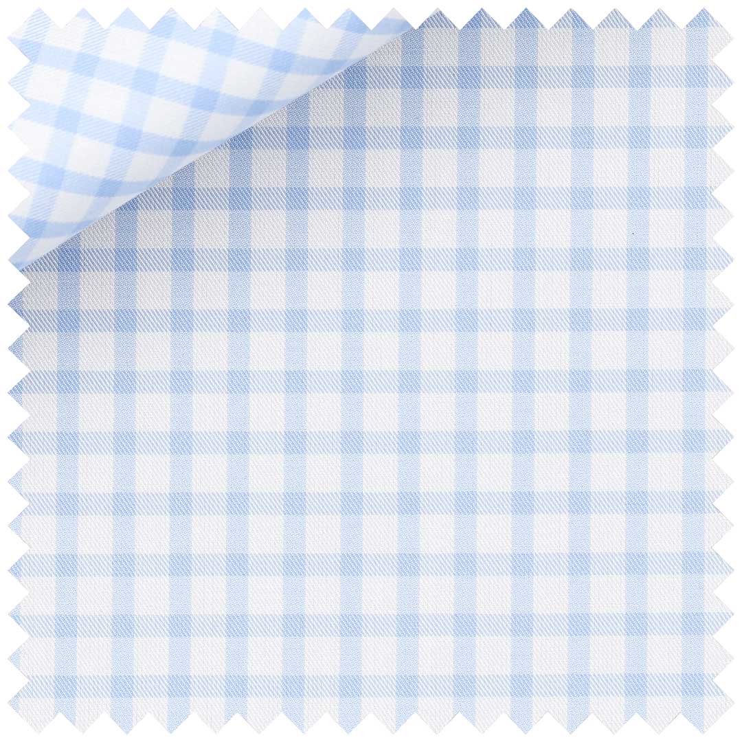 Sky Blue and White Cotton Twill Check - Image 2