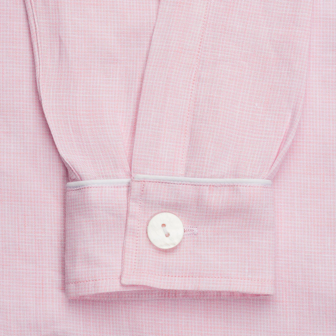 Small Check Linen Women's Pyjamas in Pink in White - Image 2