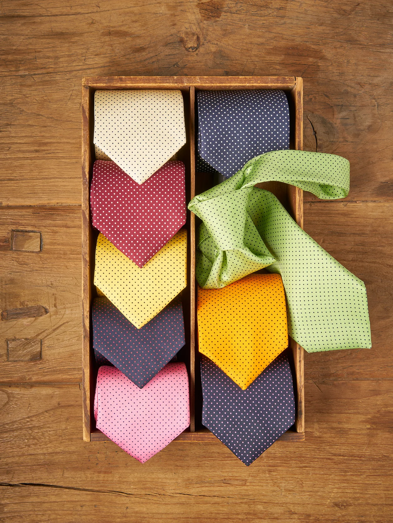Small Spot Silk Tie in Burgundy - Image 3