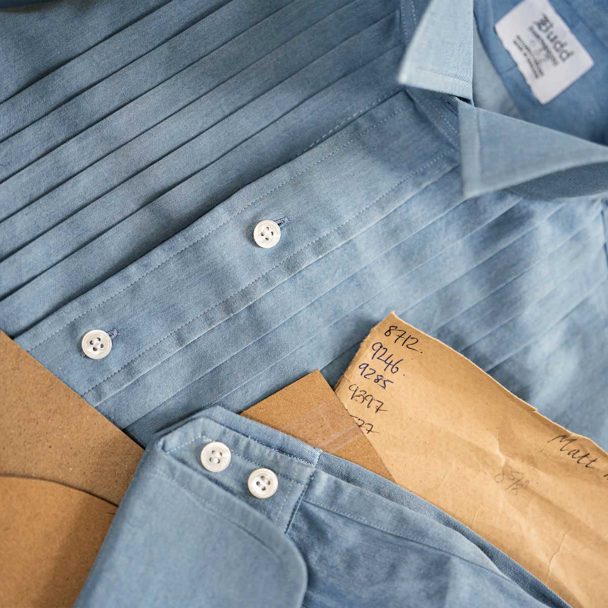 Special Order WMB Brown x Budd Hand-Pleat Shirt with Wing Collar - Image 3