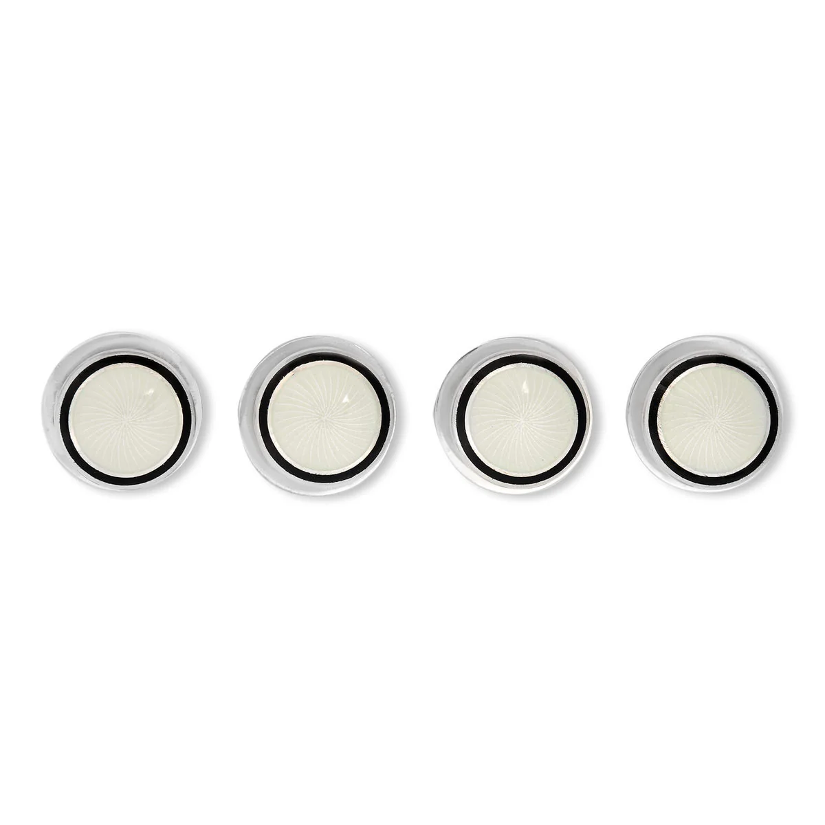 Sunburst Silver Enamel Dress Shirt Studs in White
