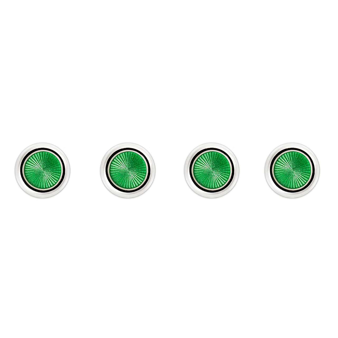 Sunburst Silver Cloisonne Dress Shirt Studs in Jade