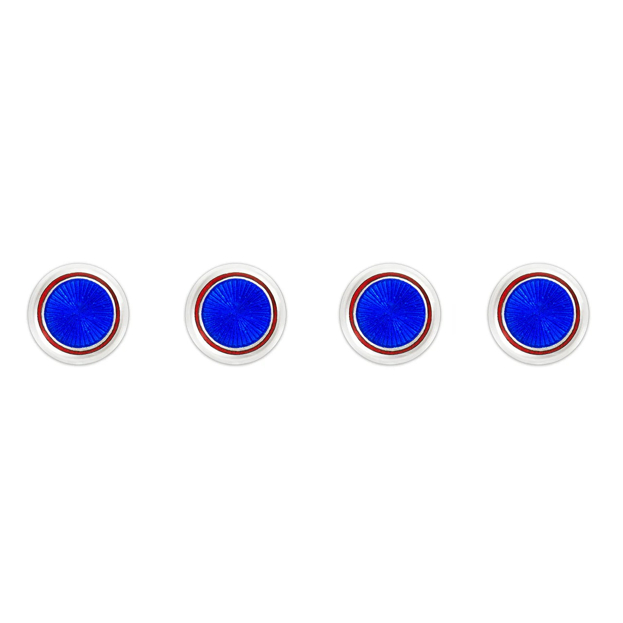 Sunburst Silver Cloisonne Dress Shirt Studs in Royal and Red