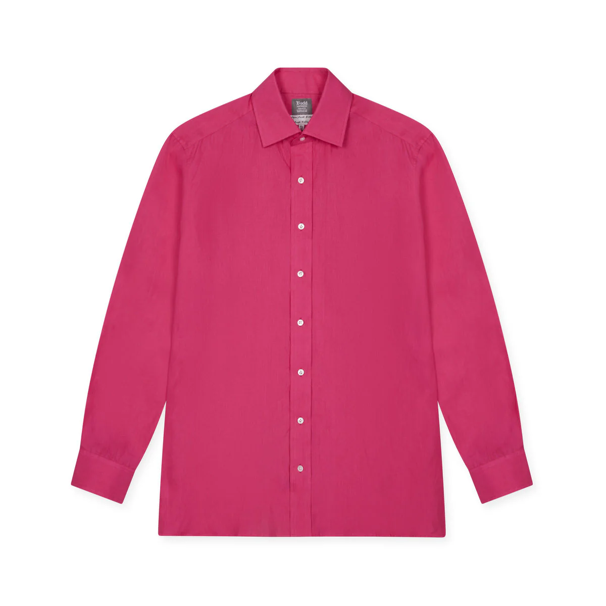 Tailored Fit Bank Collar Linen Button Cuff Shirt in Hot Pink - Image 2