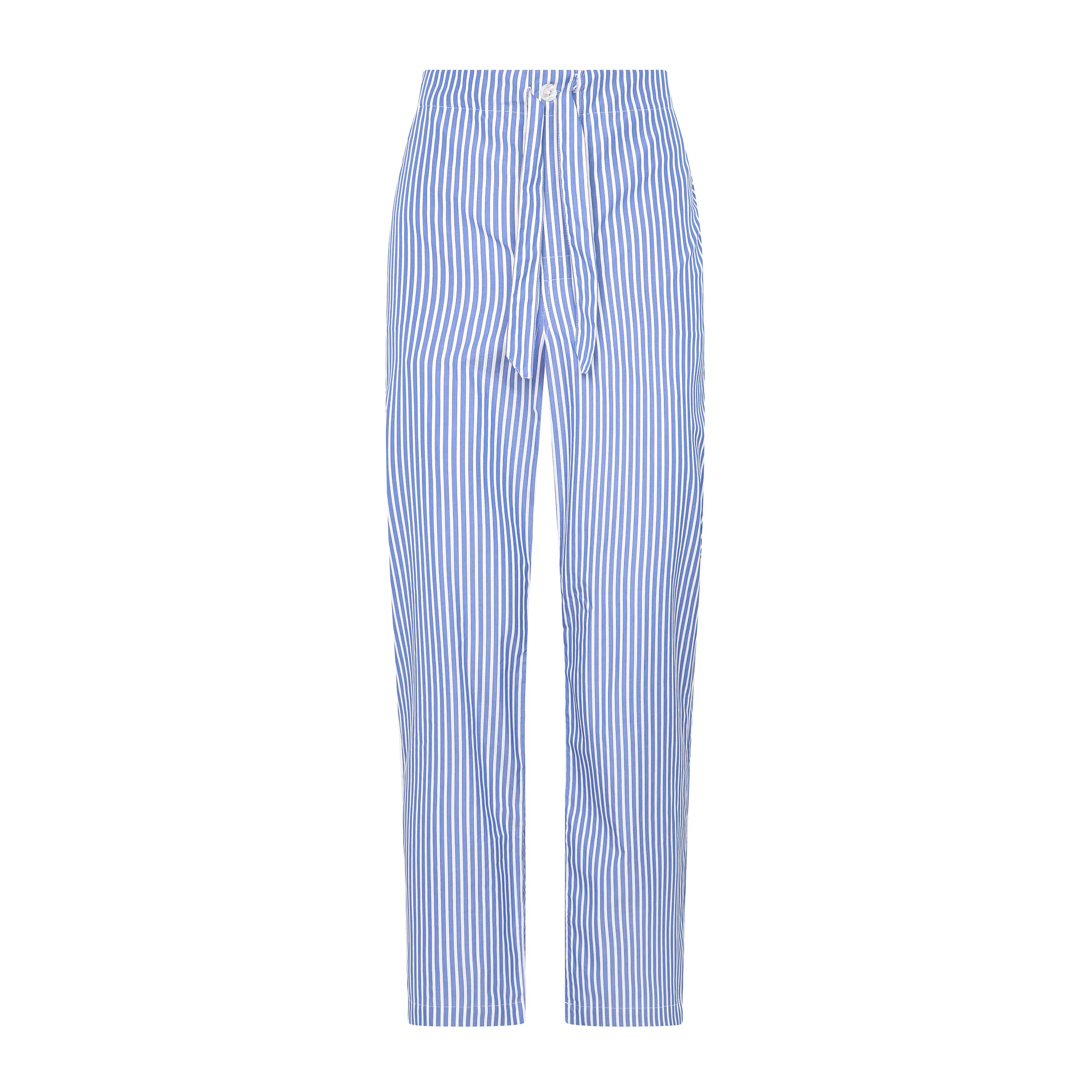Tailored Fit Budd Stripe Pull On Pyjama Bottoms in Edwardian Blue - Image 3