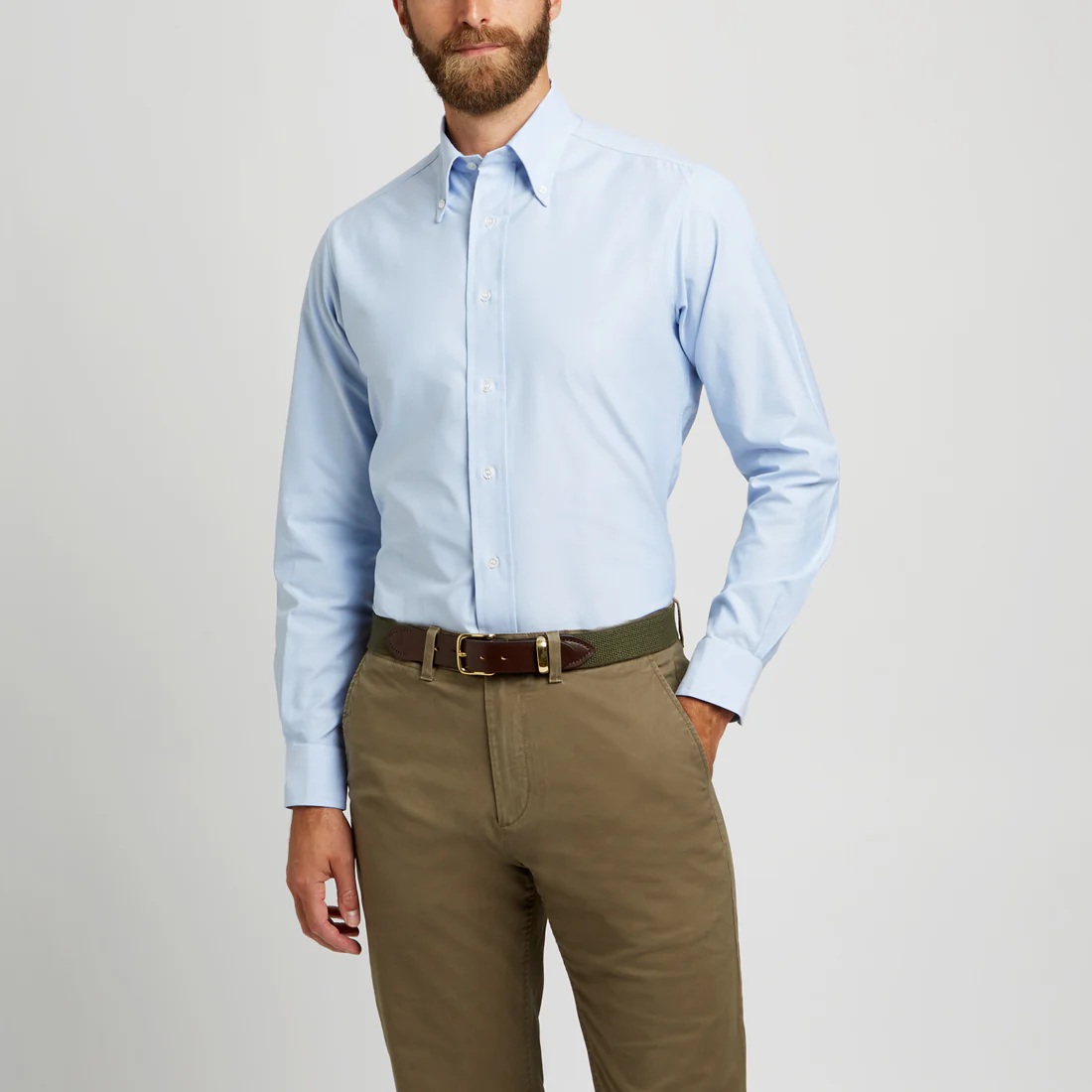 Tailored Fit Button Down Oxford Shirt in Sky Blue - Image 6