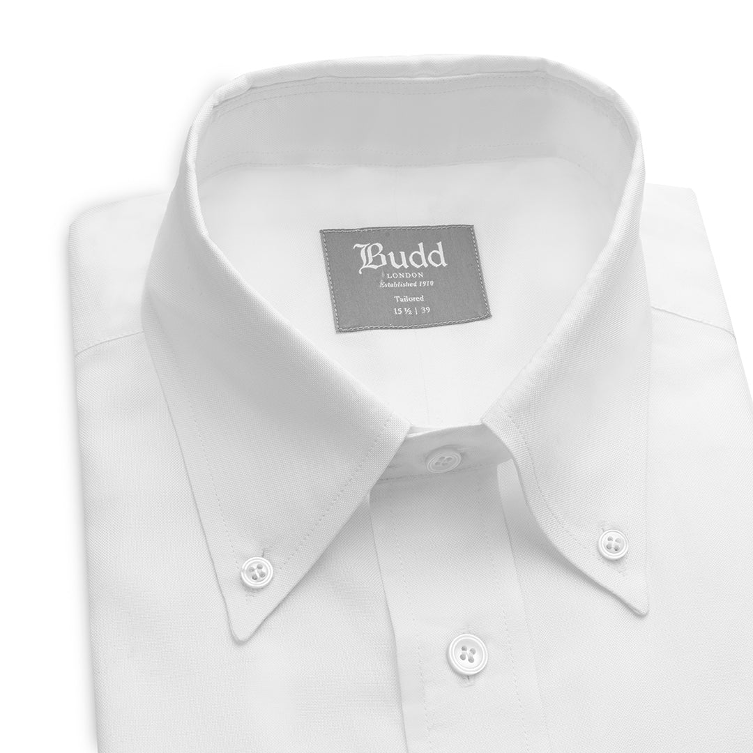 Tailored Fit Button Down Oxford Shirt in White - Image 2