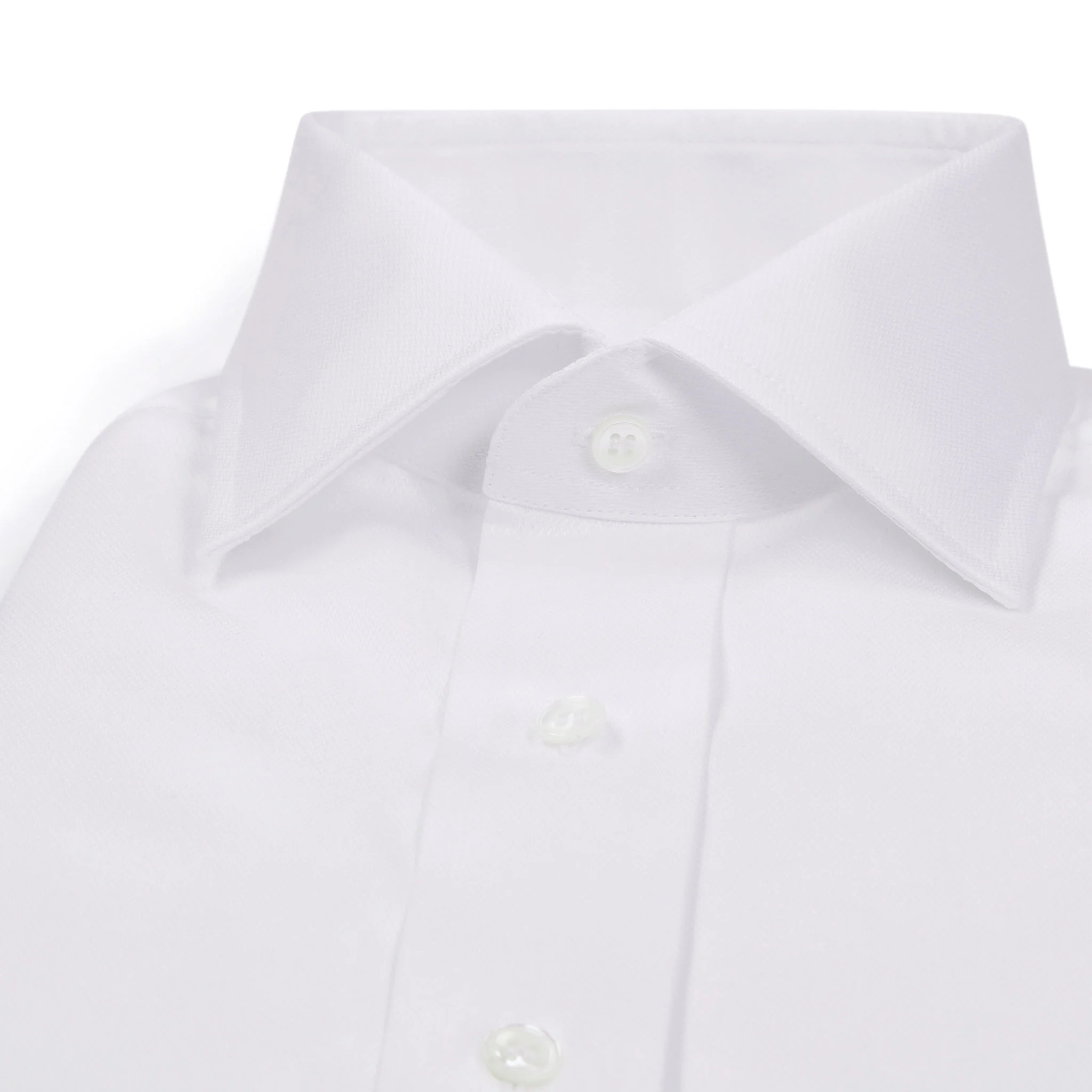 Tailored Fit Fine Piquet Double Cuff Shirt in White - Image 4