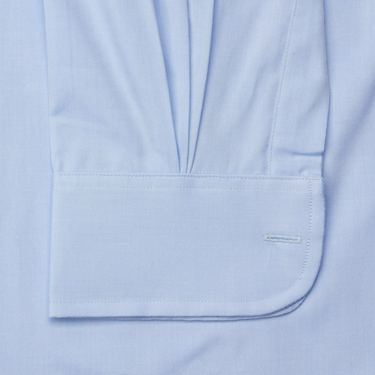 Tailored Fit Plain Pinpoint Oxford Button Cuff Shirt in Sky Blue - Image 3
