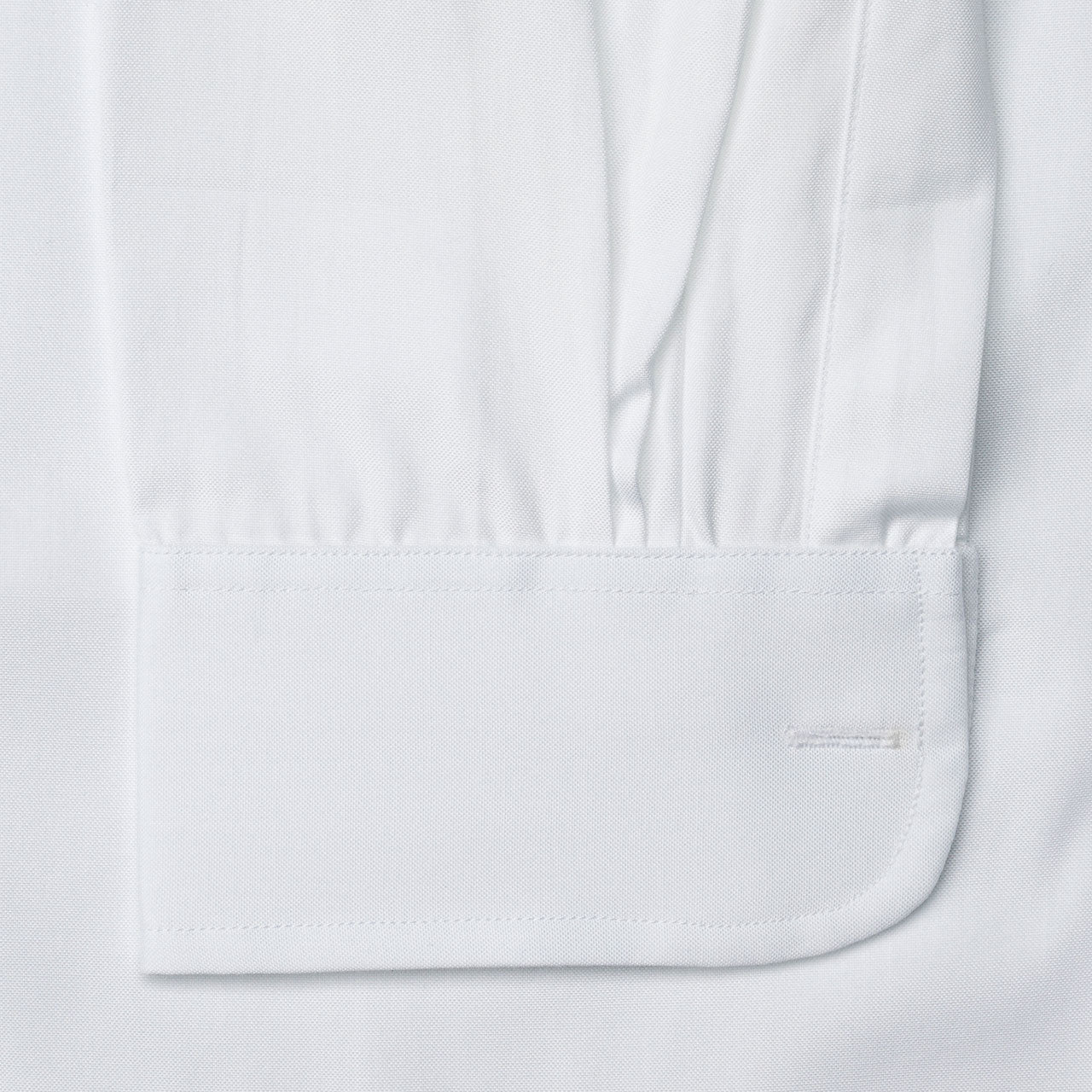 Tailored Fit Plain Pinpoint Oxford Button Cuff Shirt in White - Image 4