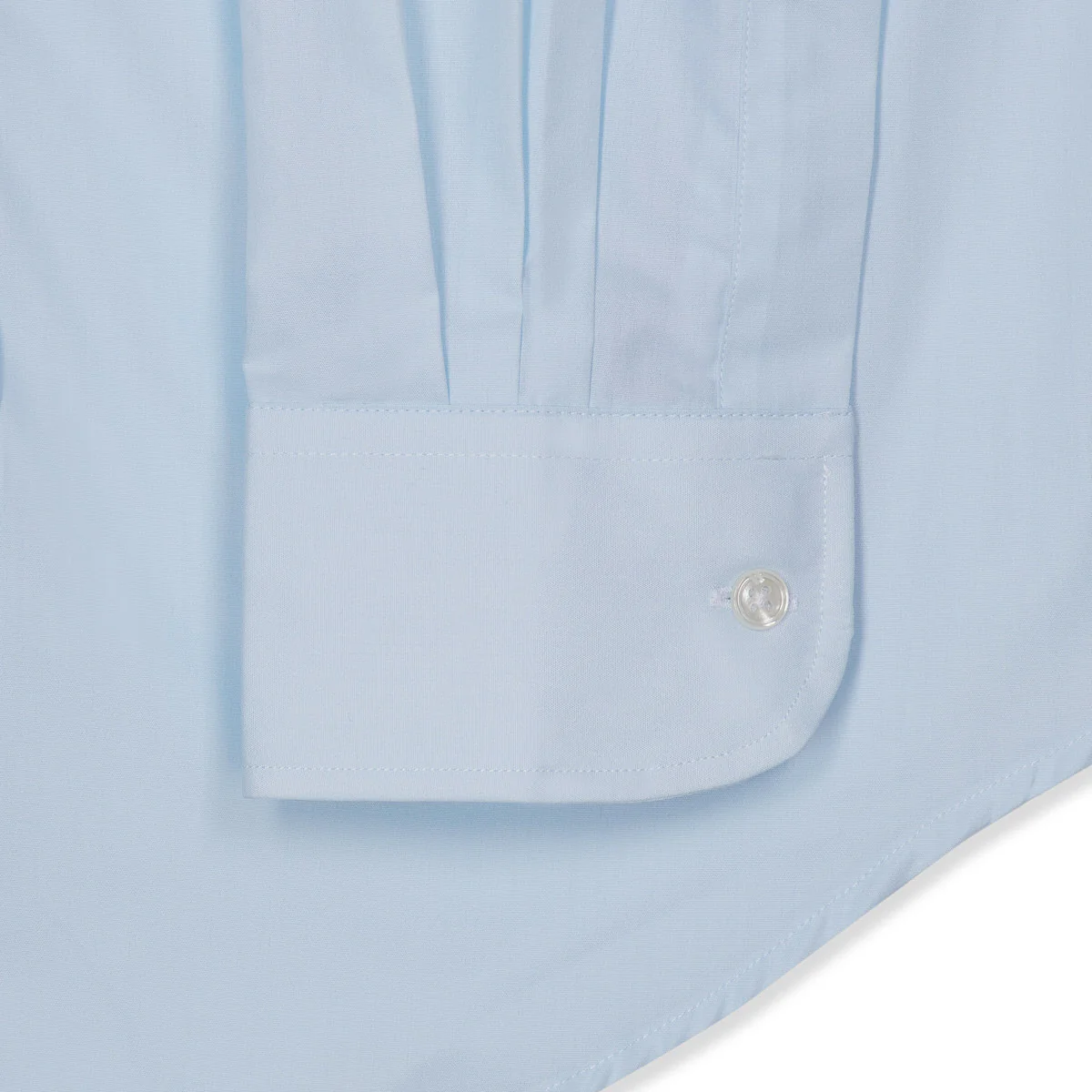 Tailored Fit Plain Poplin Button Cuff Shirt in Sky Blue - Image 3