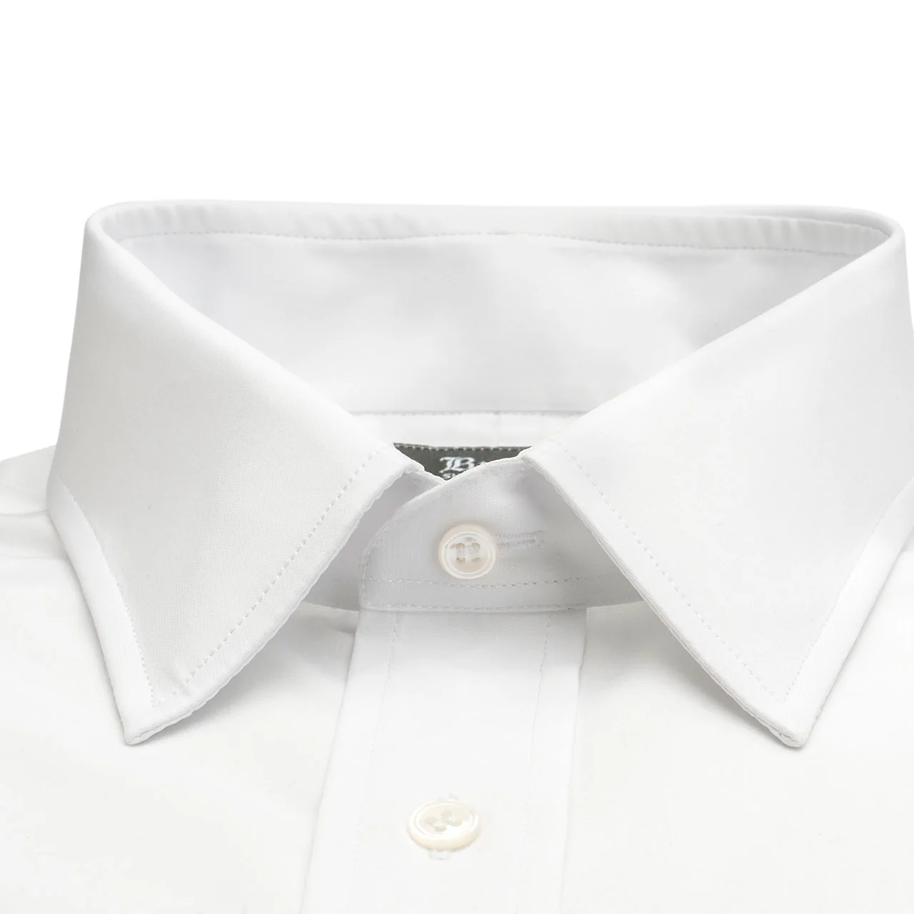 Tailored Fit Plain Poplin Button Cuff Shirt in White - Image 7