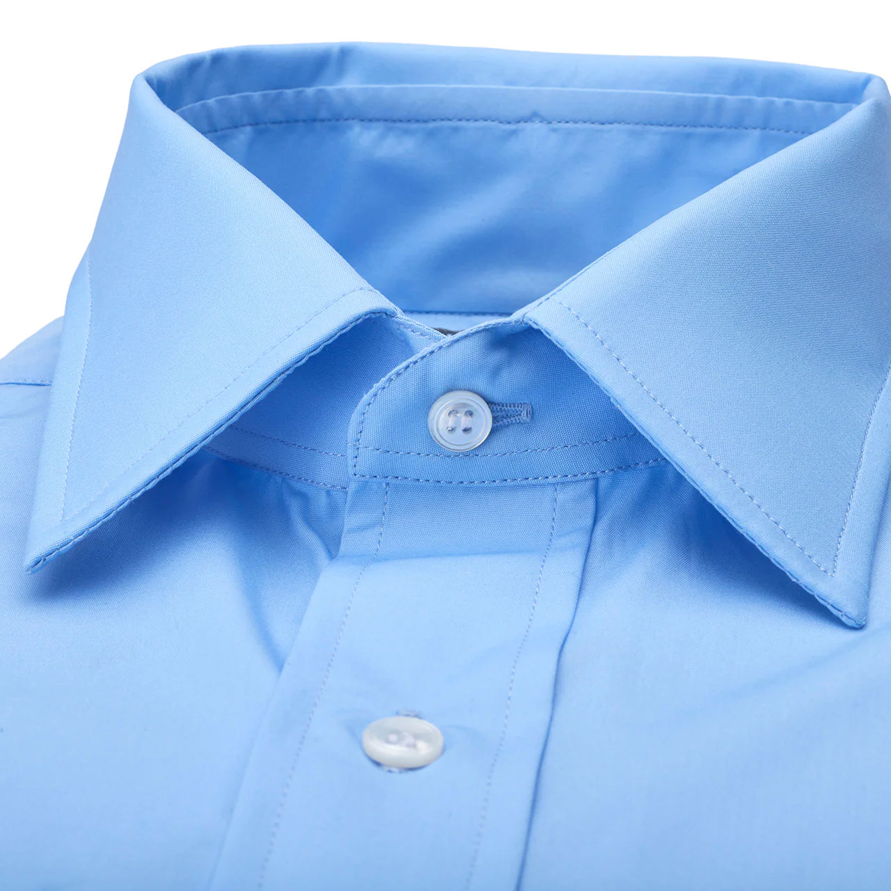 Tailored Fit Plain Poplin Double Cuff Shirt in Cornflower - Image 4