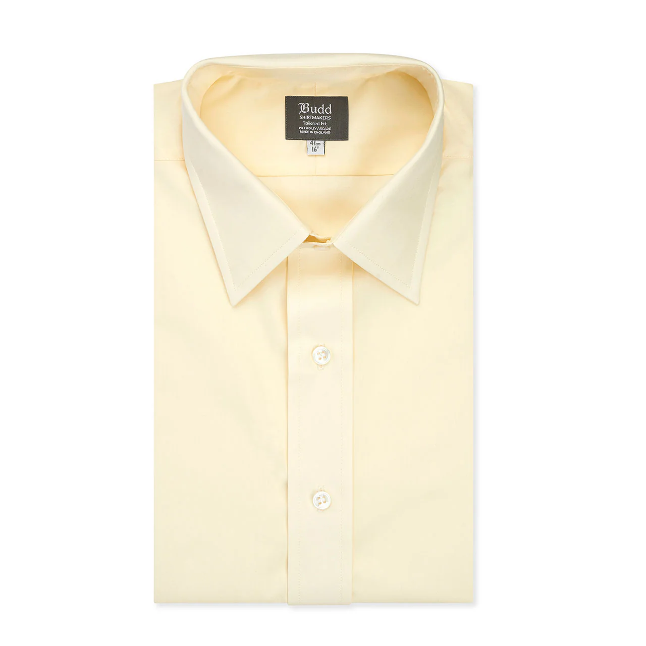 Tailored Fit Plain Poplin Double Cuff Shirt in Cream