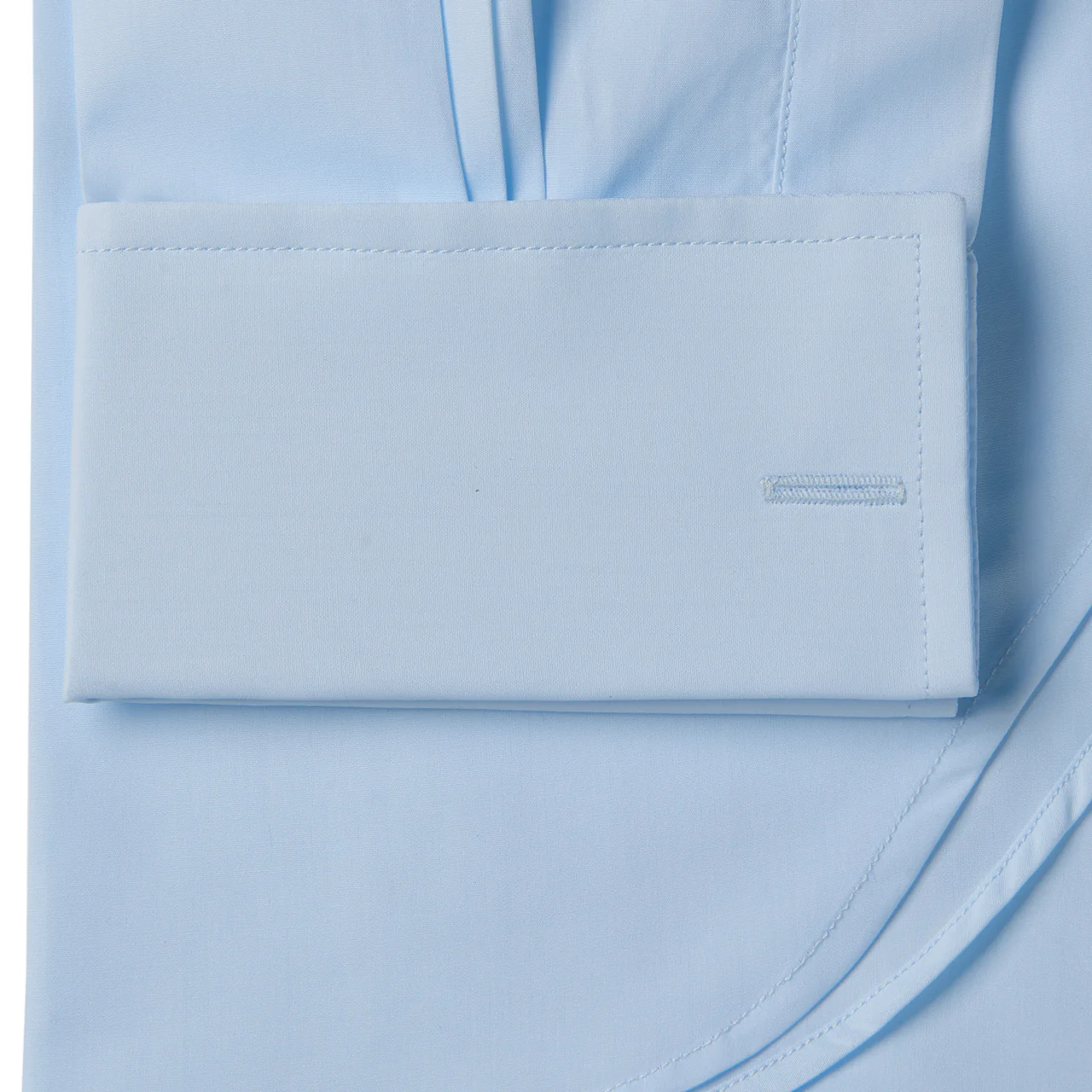 Tailored Fit Plain Soyella Double Cuff Shirt in Sky Blue - Image 2