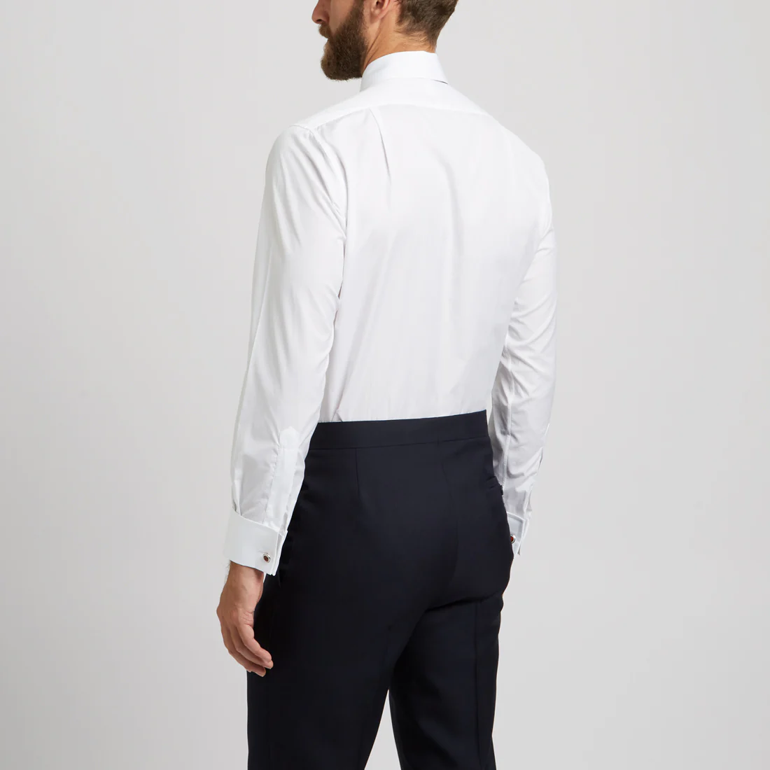 Tailored Fit Plain Soyella Double Cuff Shirt in White - Image 7