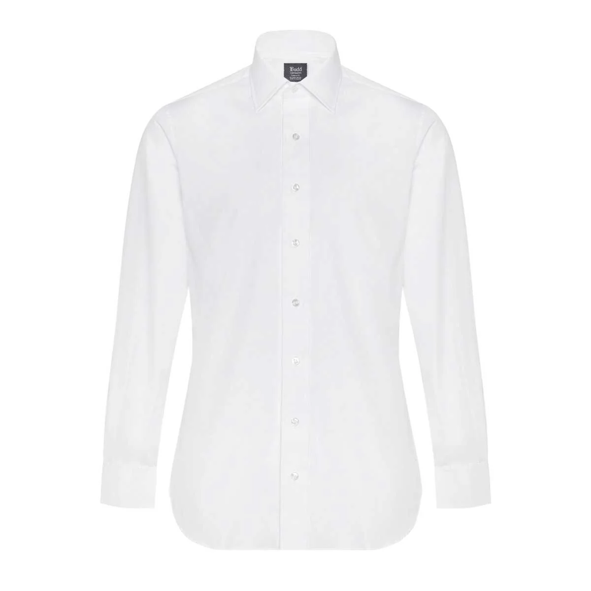 Tailored Fit Poplin Bank Collar Double Cuff Shirt in White - Image 4