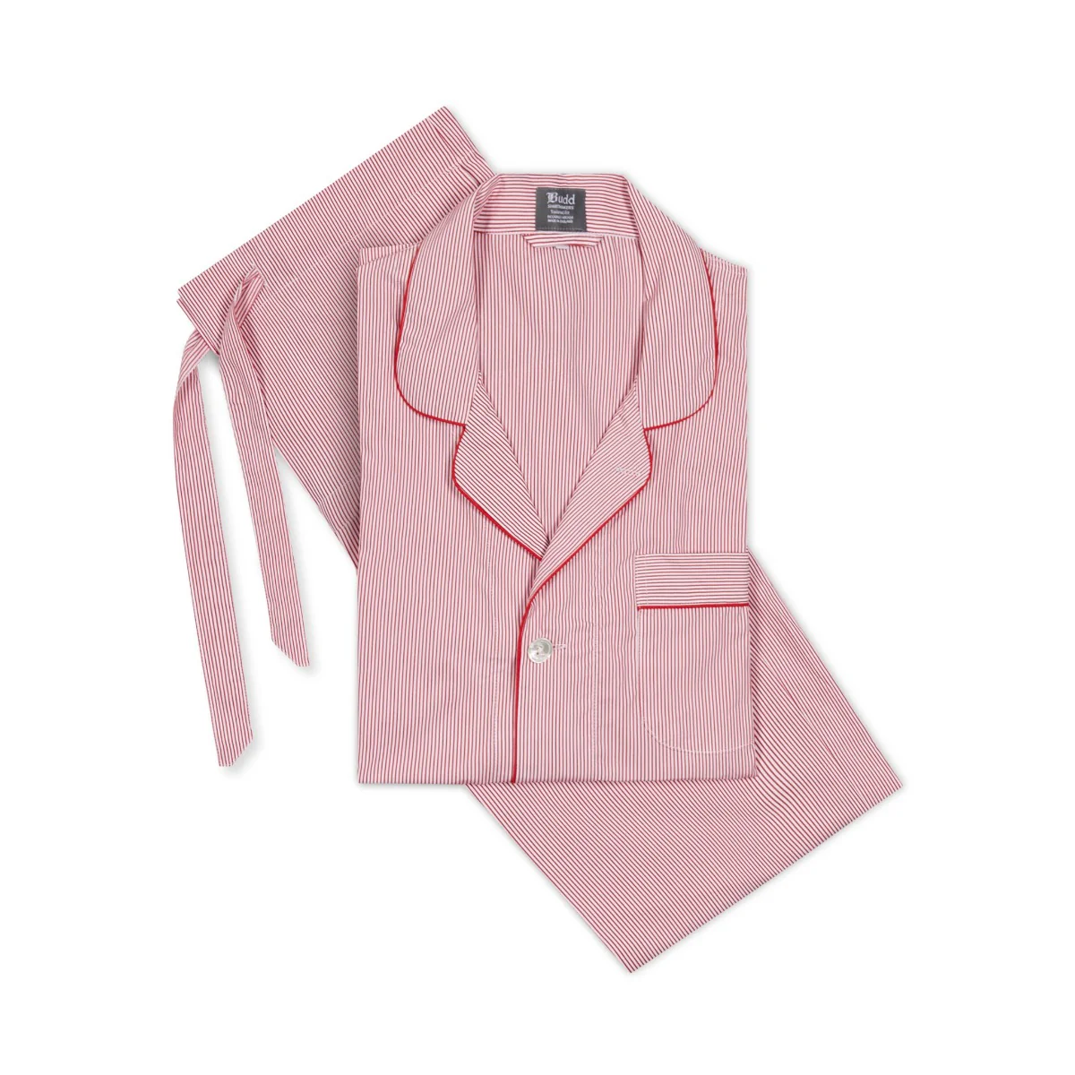 Tailored Fit Stripe Cotton Pyjamas in Red