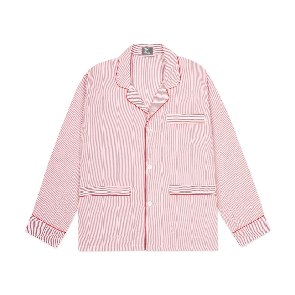 Tailored Fit Stripe Cotton Pyjamas in Red - Image 2
