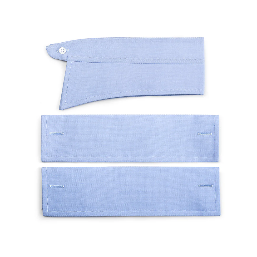Tailored Fit Swiss Organic Pinpoint Double Cuff Shirt in Blue - Image 3