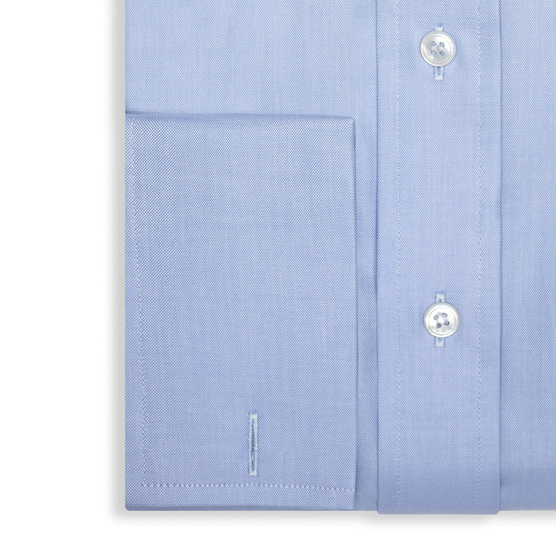 Tailored Fit Swiss Organic Pinpoint Double Cuff Shirt in Blue - Image 4