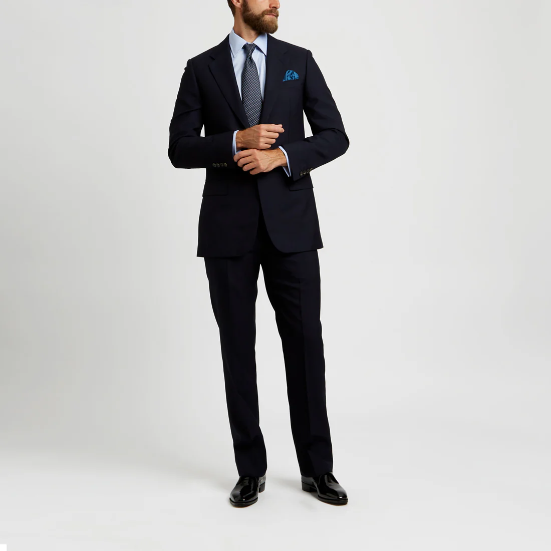 Tailored Fit Swiss Organic Pinpoint Double Cuff Shirt in Blue - Image 5