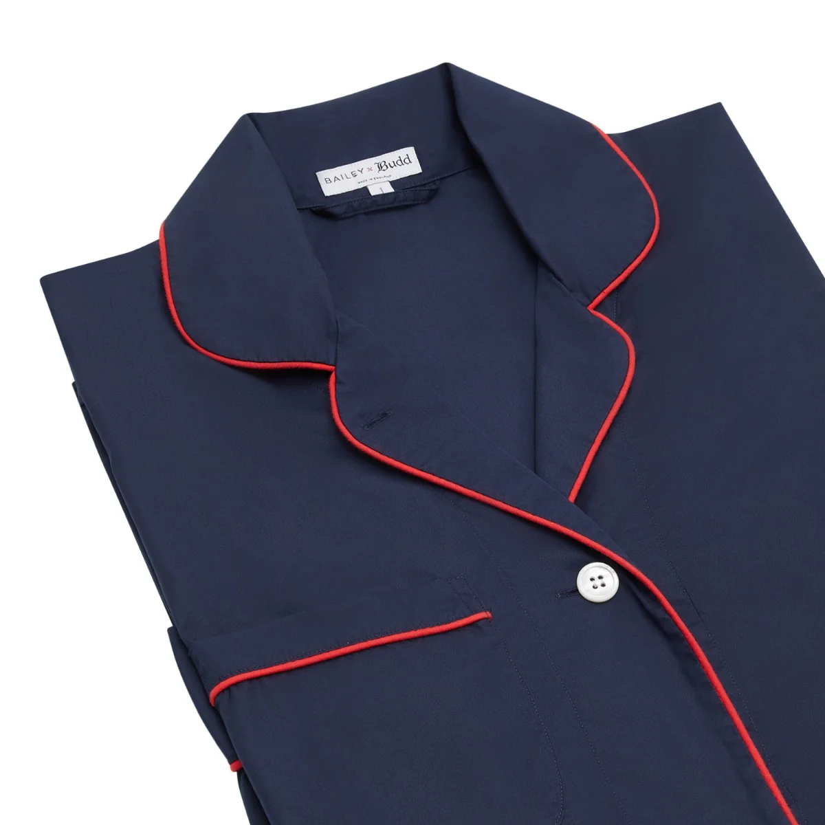 Tommy Plain Poplin Pyjamas in Navy and Red - Image 2