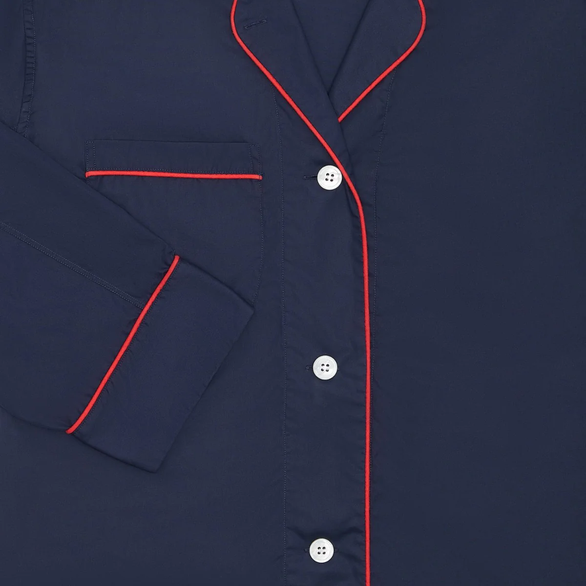 Tommy Plain Poplin Pyjamas in Navy and Red - Image 3