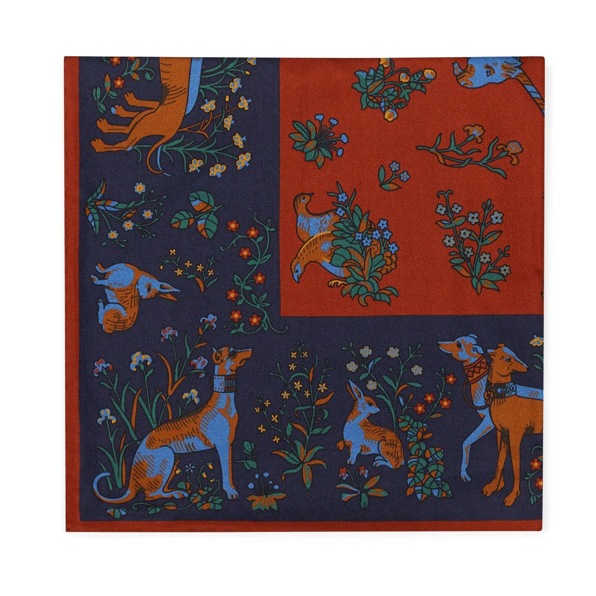 Tudor Animals Silk Pocket Square in Red - Image 2