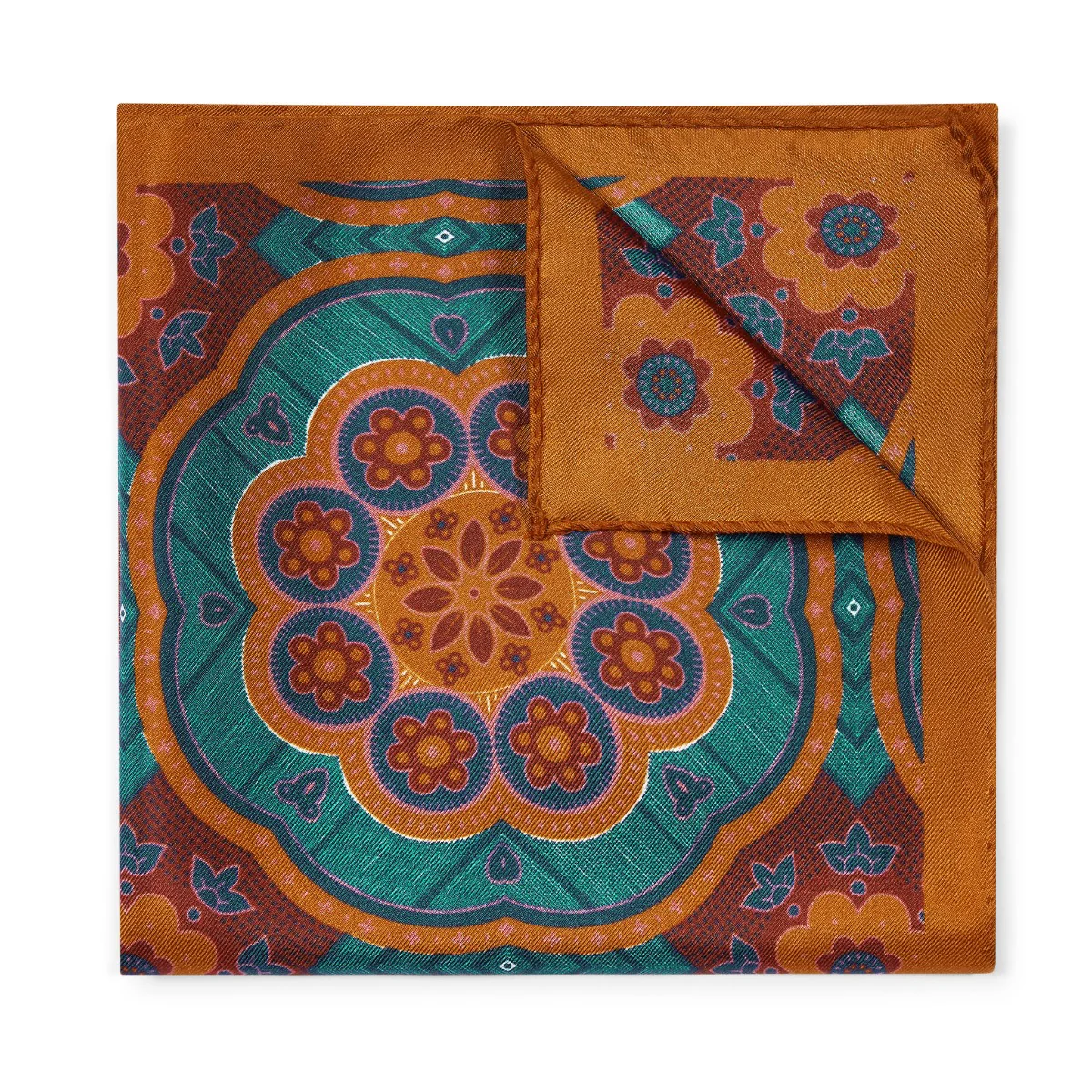 Twill Silk Square in Burnt Orange