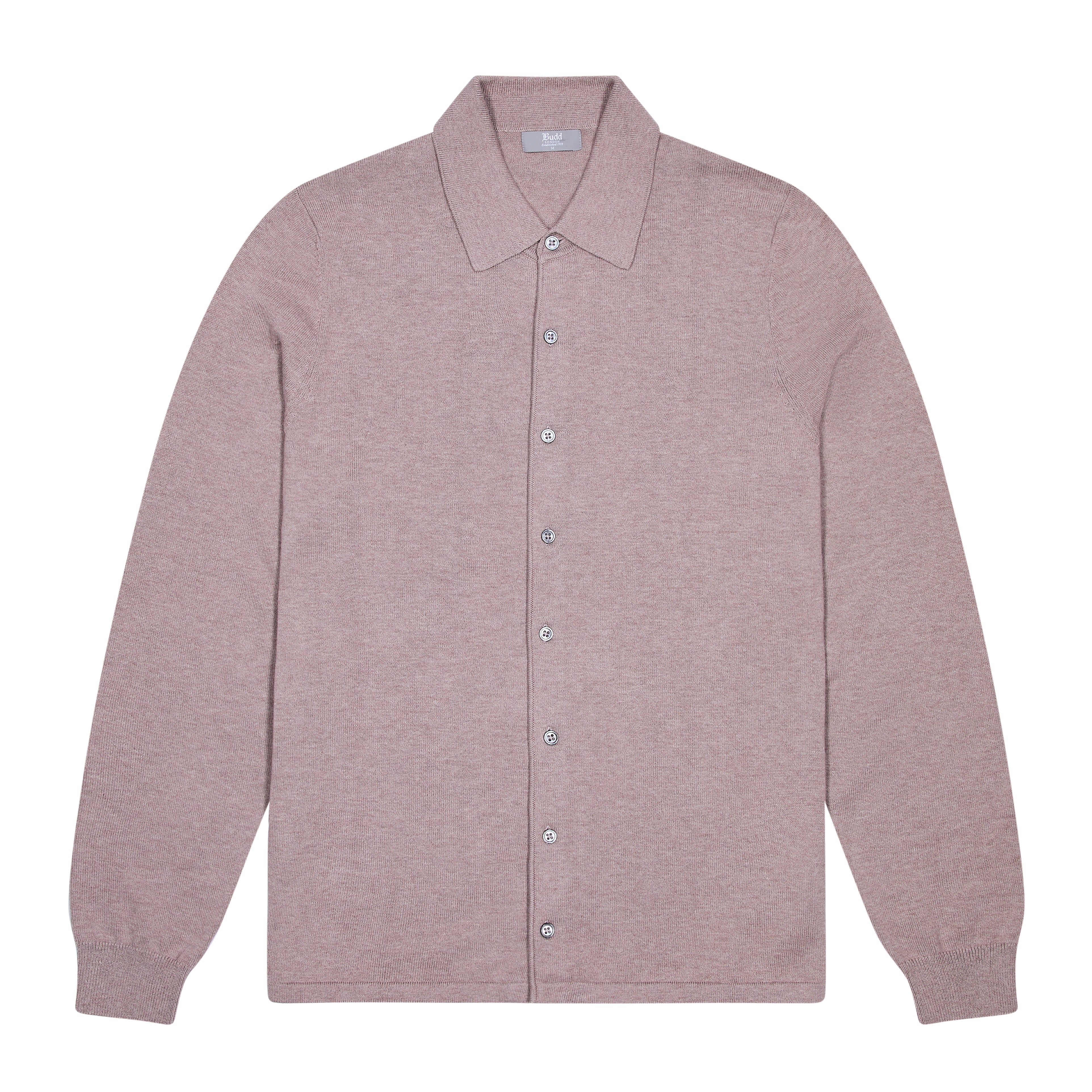 Walton Cotton and Cashmere Fine Knit Long Sleeve Shirt in Sahara - Image 2