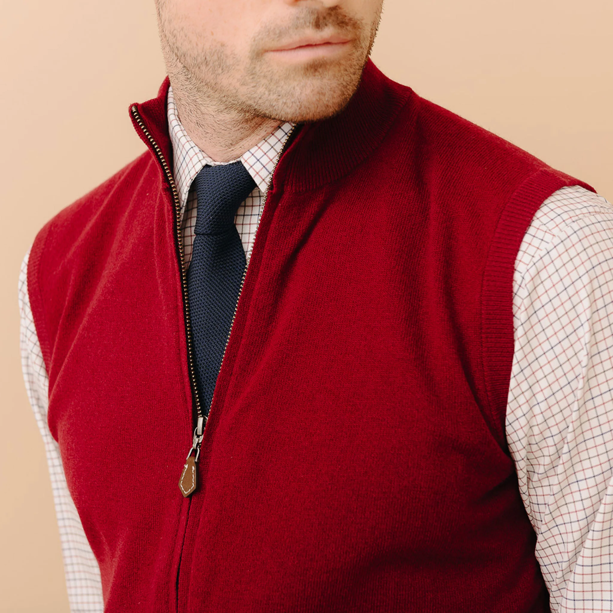 Welbeck Geelong Wool Gilet in Claret - Image 4