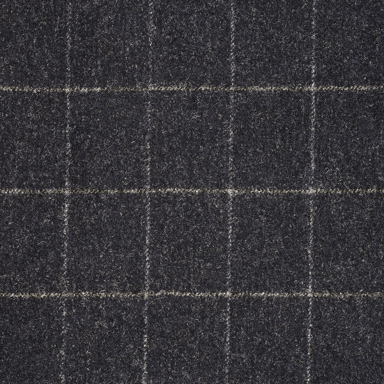 Windowpane Fox Flannel Wool Dressing Gown in Charcoal - Image 2