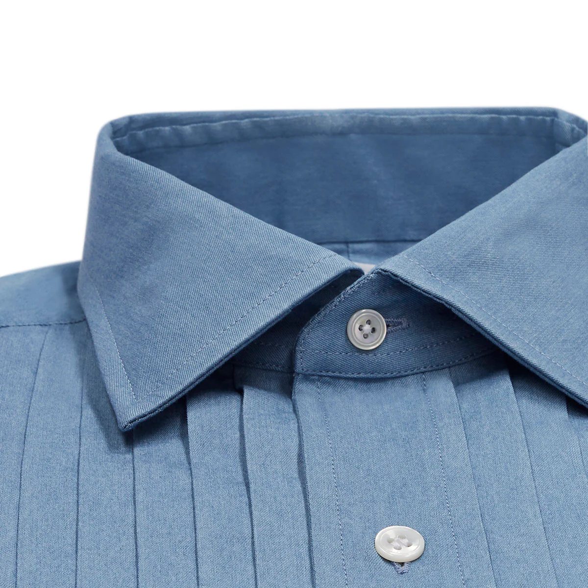 WM BROWN x Budd Exclusive Denim Pleated Bib Evening Shirt - Image 12