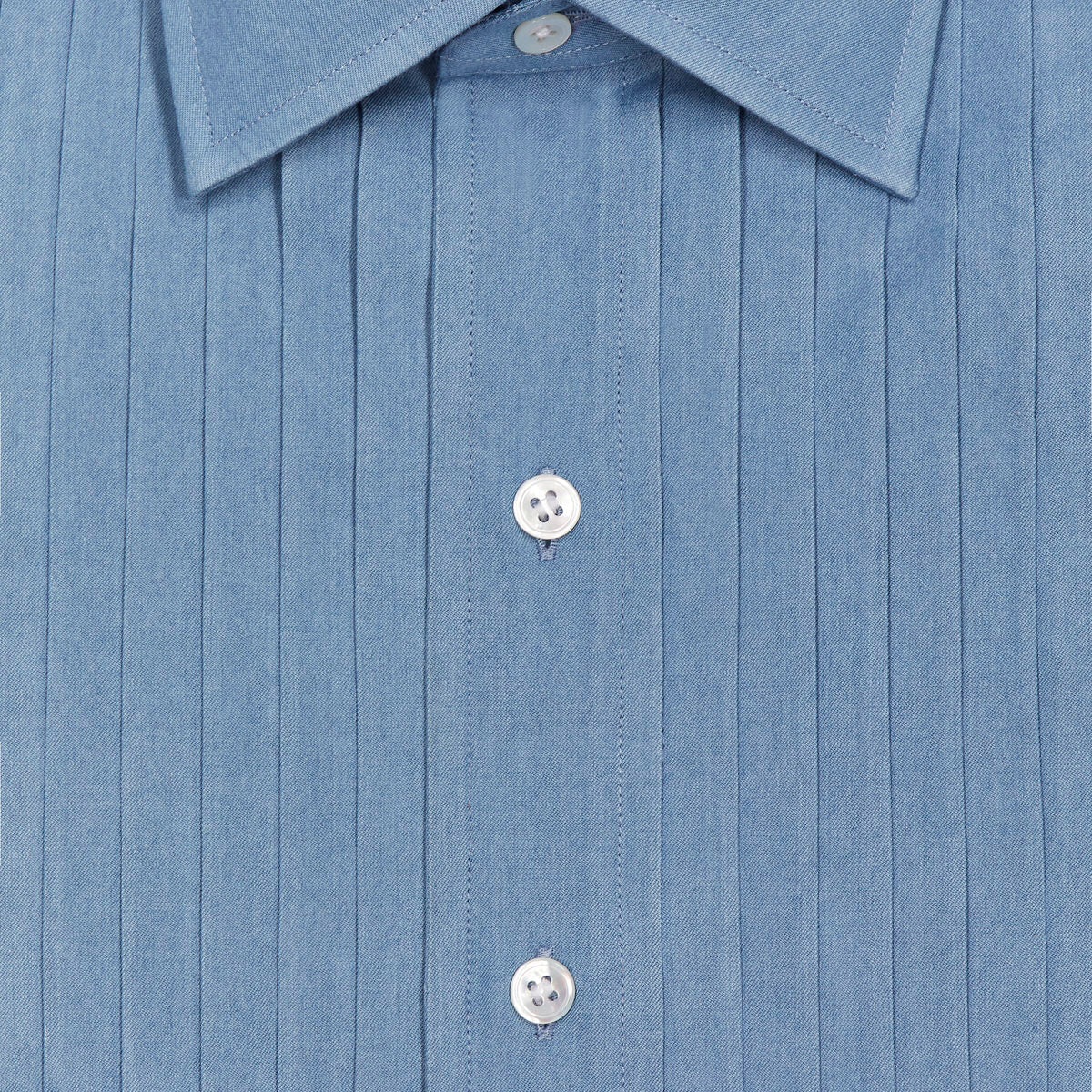 WM BROWN x Budd Exclusive Denim Pleated Bib Evening Shirt - Image 7